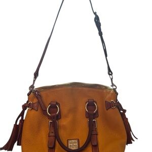 Dooney & Bourke Tan and Brown Shoulder Bag with Buckle Accents